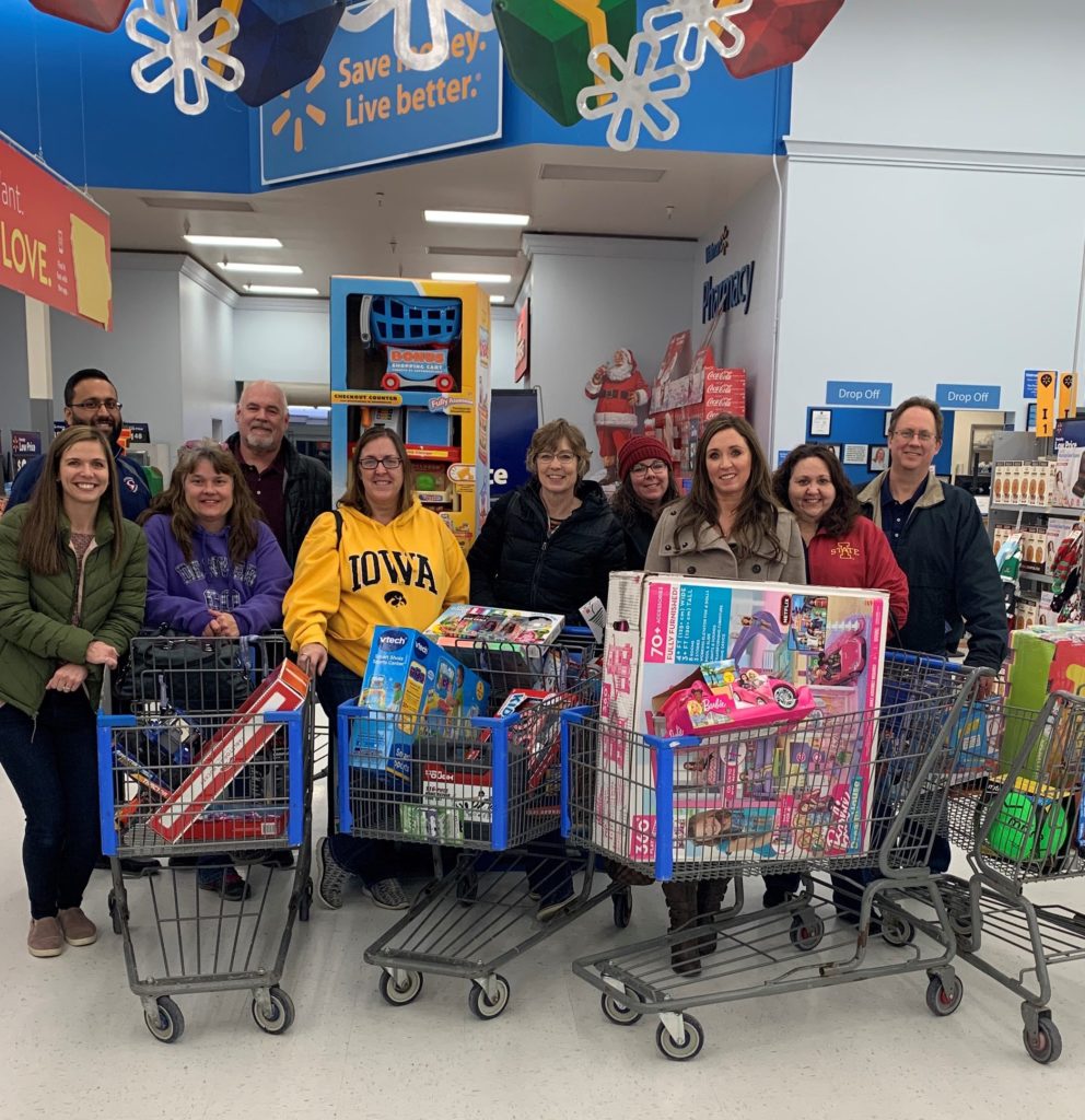 TMS’ Sioux City Staff out shopping for the Salvation Army’s Angel Tree program.
