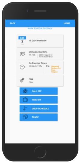 Employee mobile time off request view